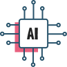 Illustration microchip with the word AI in the middle